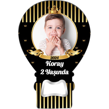 Gold Taç Siyah Fon Temalı Resimli Balon Magnet Açacak