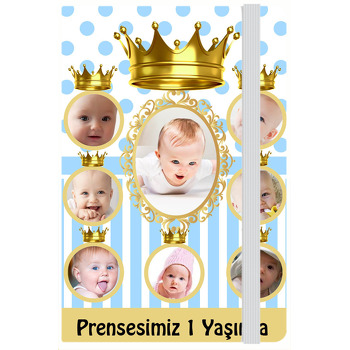 Gold Taç Temalı 8 Fotoğraflı Kişiye Anı Özel Defter