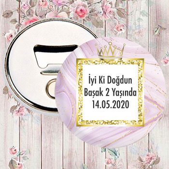 Gold Taç Ve Pembe Temalı Magnet Açacak
