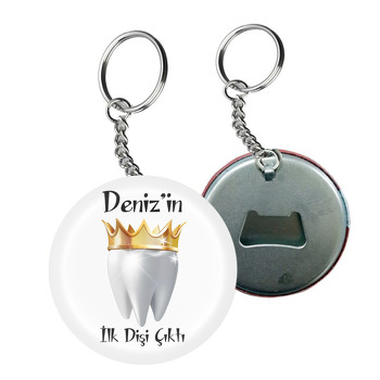 Gold Taçlı Diş Temalı Arkası Açacak Anahtarlık