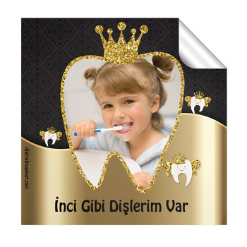 Gold Tema Diş Buğdayı  Kare Etiket