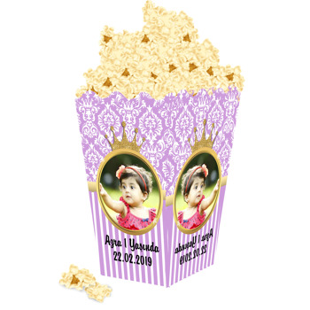 Gold ve Lila Damask Temalı Popcorn Kutusu