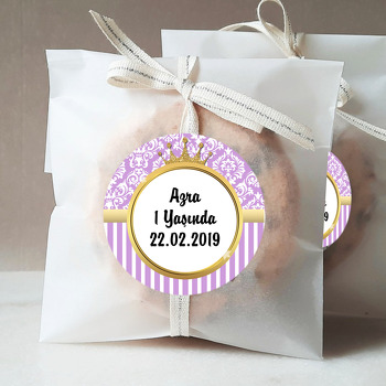 Gold ve Lila Damask Temalı  Sticker
