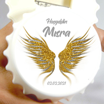 Gold ve Silver Sim Melek Kanadı Temalı Kapak Şekilli Magnet Açacak