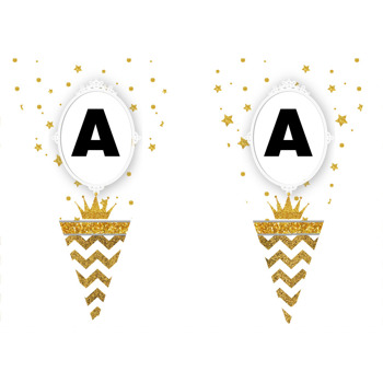 Gold Zeminli Simli Taç Temalı Parti Banner