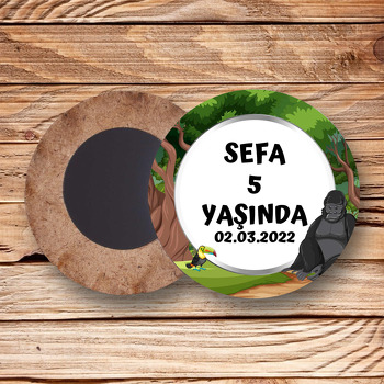 Goril Ormanda Temalı Ahşap Daire Magnet