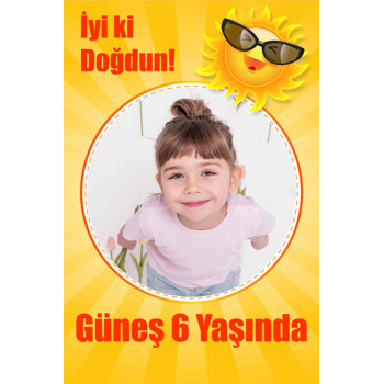 Gözlüklü Güneş Temalı Doğum Günü Magnet