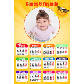 Gözlüklü Güneş Temalı Takvim Magnet