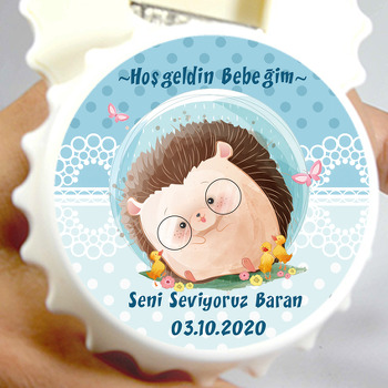Gözlüklü Kirpi Temalı Kapak Şekilli Magnet Açacak