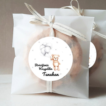 Gri Balonla Uçan Ayıcık Temalı Sticker
