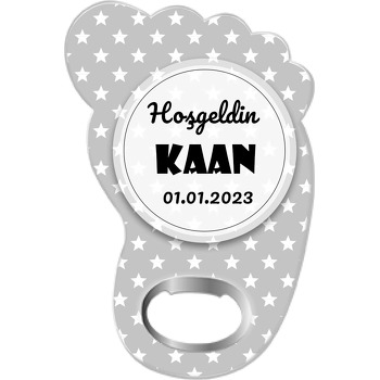 Gri Fonda Beyaz Yıldızlar Temalı Ayak İzi Magnet Açacak