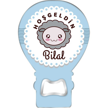 Gri Kuzu Mavi Fon ile Hoşgeldin Temalı Balon Magnet Açacak