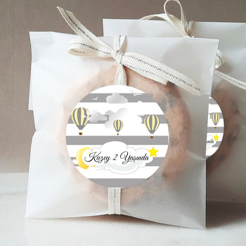 Gri Ve Sarı Balon Temalı Sticker
