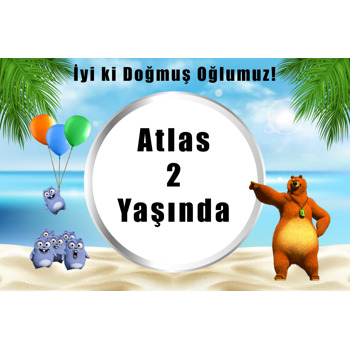 Grizzy & Lemming Temalı Doğum Günü Magnet