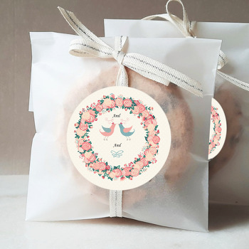 Gül Çerçeveli Kuş Temalı Söz Nişan Nikah Sticker