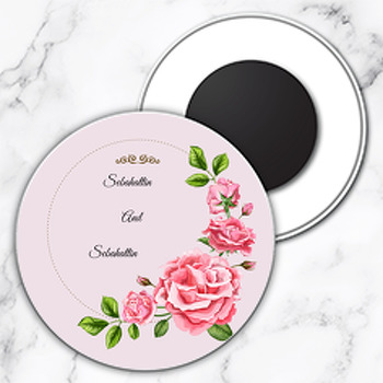 Gül Temalı Söz Nişan Nikah Daire Plastik Magnet