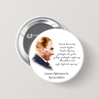Gülümseyen Atatürk Temalı İğneli Buton Rozet