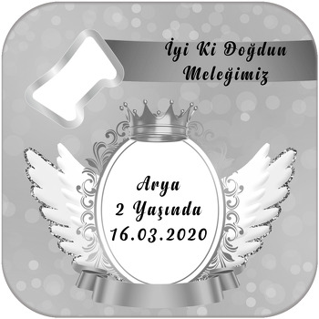 Gümüş Angel Wings Temalı Kare Magnet Açacak