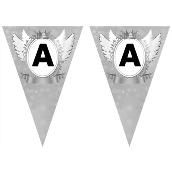Gümüş Angel Wings Temalı Parti Banner Flama