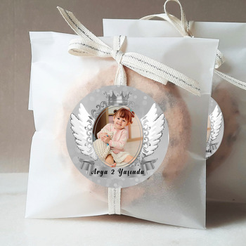 Gümüş Angel Wings Temalı Resimli Sticker