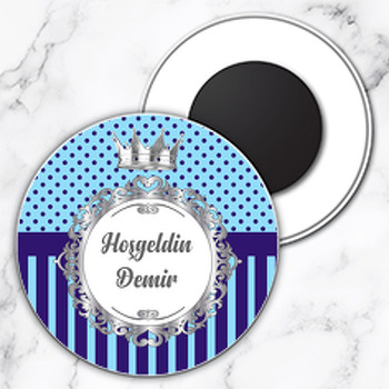 Gümüş Çerçeve Temalı Daire Plastik Magnet
