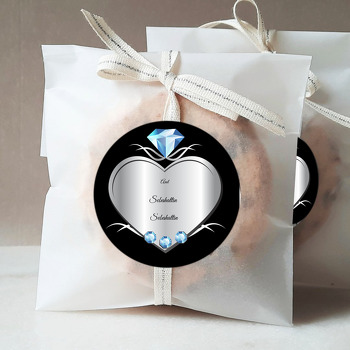 Gümüş Kalp Ve Pırlanta Temalı Söz Nişan Nikah Sticker