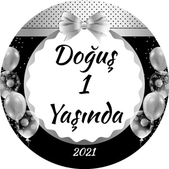 Gümüş Kurdele ile Balonlar Temalı Akrilik Daire Magnet