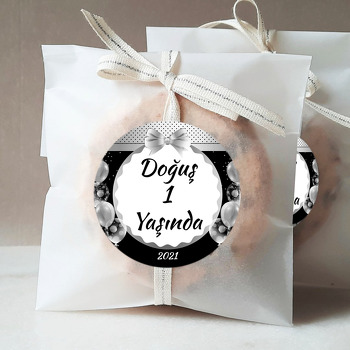 Gümüş Kurdele ile Balonlar Temalı Sticker