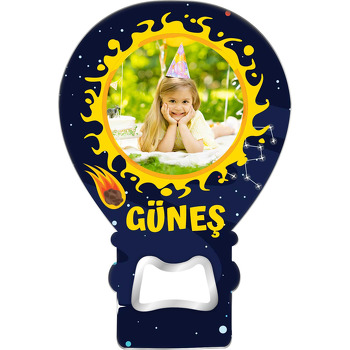 Güneş Çerçeve ile Meteor Temalı Balon Ahşap Magnet 