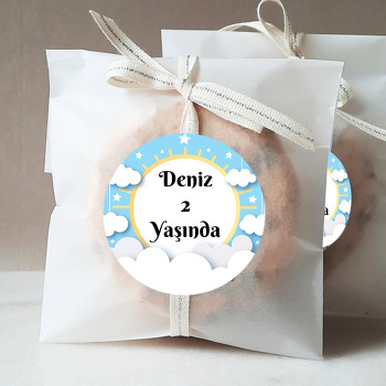 Güneş Çerçeveli Bulut Temalı Parti Sticker