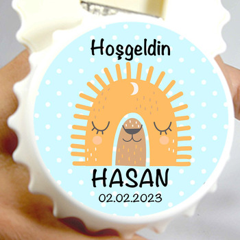 Güneş Şeklinde Gökkuşağı Temalı Kapak Şekilli Magnet Açacak