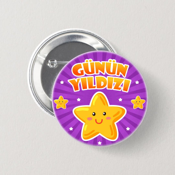 Günün Yıldızı Mor Fon Temalı İğneli Buton Rozet