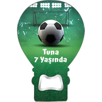 Halı Saha ile Futbol Topu Temalı Balon Ahşap Magnet 