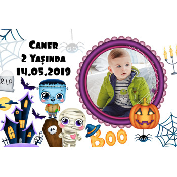 Halloween Boo Temalı Doğum Günü Magnet