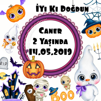 Halloween Boo Temalı Kare Doğum Günü Afiş