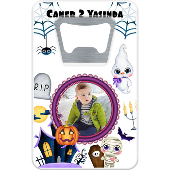 Halloween Boo Temalı Resimli Dikdörtgen Magnet Açacak