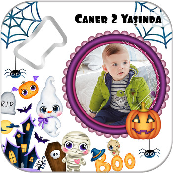 Halloween Boo Temalı Resimli Kare Magnet Açacak