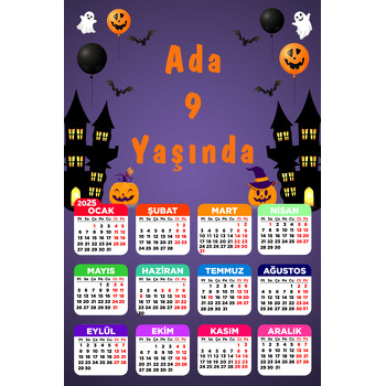 Halloween ile Hayaletler Temalı Takvim Magnet