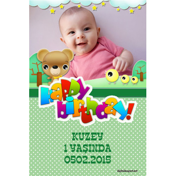 Happy Birthday Temalı 1 Yaş Magneti