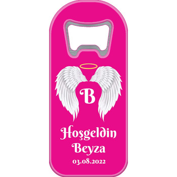 Hare ile Melek Kanadı Pembe Fonda Temalı Uzun Magnet Açacak