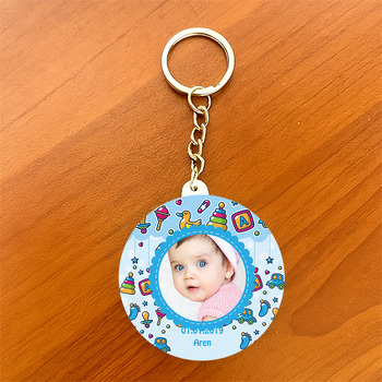 Harfler Temalı Resimli Daire Plastik Anahtarlık