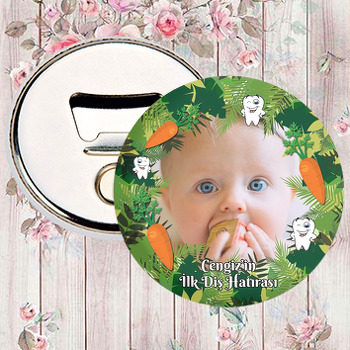 Havuç ve Diş Yaprak Fon Temalı Resimli Magnet Açacak