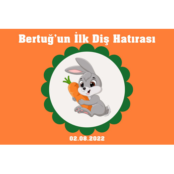 Havuçlu Tavşan ile Turuncu Fonda İlk Dişim Temalı Plastik Magnet