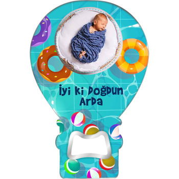 Havuzda Renkli Simitler Temalı Balon Ahşap Magnet 