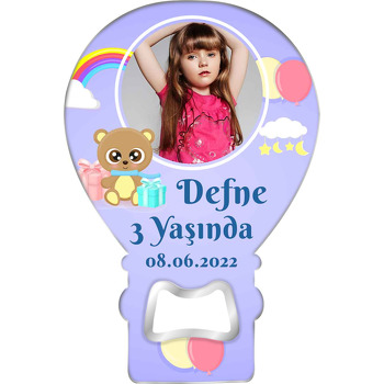 Hediye Paketleri ile Bebek Ayı Temalı Balon Ahşap Magnet 