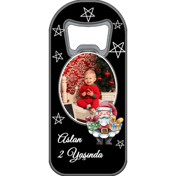 Hediye Paketleri ve Noel Baba Siyah Fon Temalı Uzun Magnet Açacak
