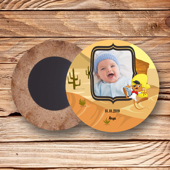 Hızlı Gonzales Temalı Resimli Ahşap Daire Magnet