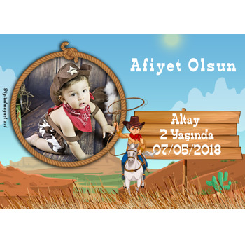 Hızlı Kovboy Temalı Doğum Günü Amerikan Servis