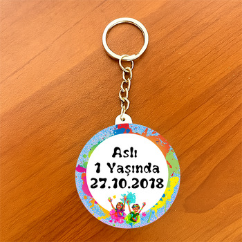 Holi Temalı Daire Plastik Anahtarlık