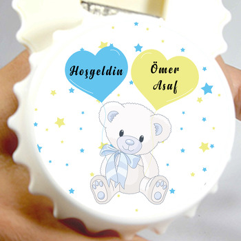 Hoşgeldin Bebek Ayıcık  Temalı Kapak Şeklinde Magnet Açacak
